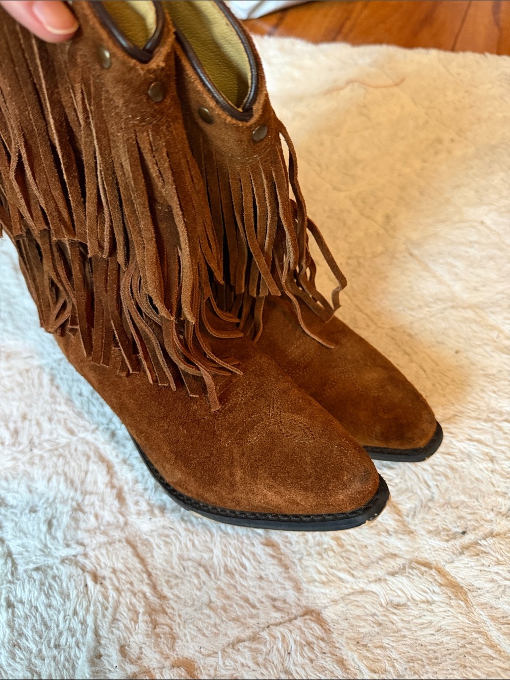 Brown Fringe Leather Boots